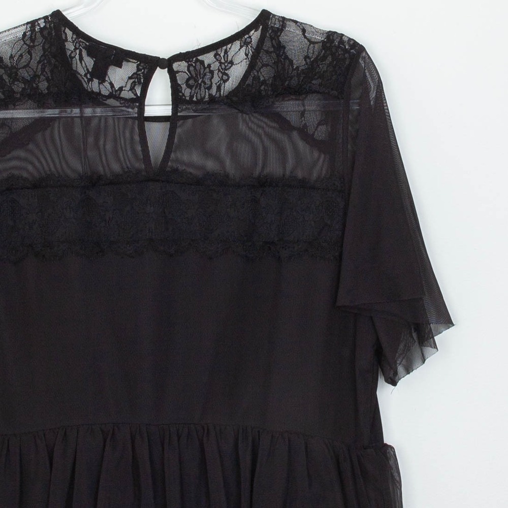 torrid Black Lace Ruffle Tiered Mini Dress - Picture 9 of 10